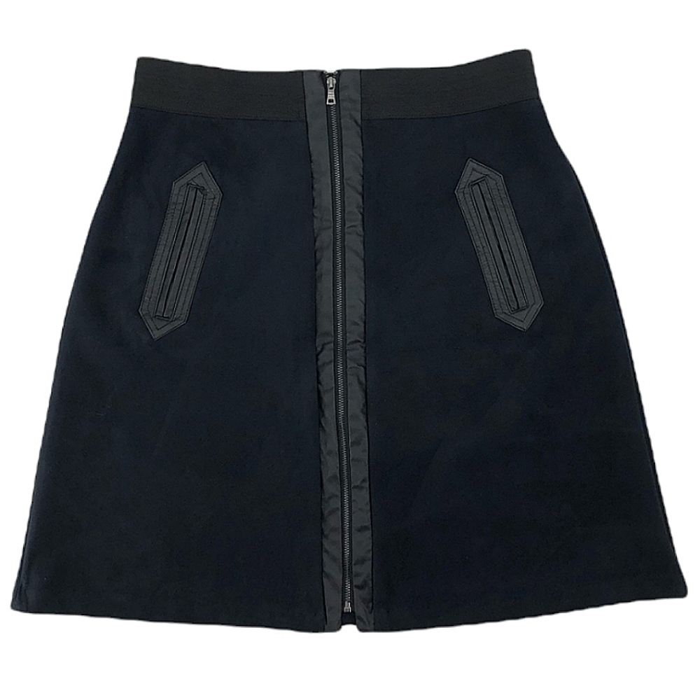 eci New York Women's M Black Vegan Suede Leather Skirt w/ Pockets RN# 148730